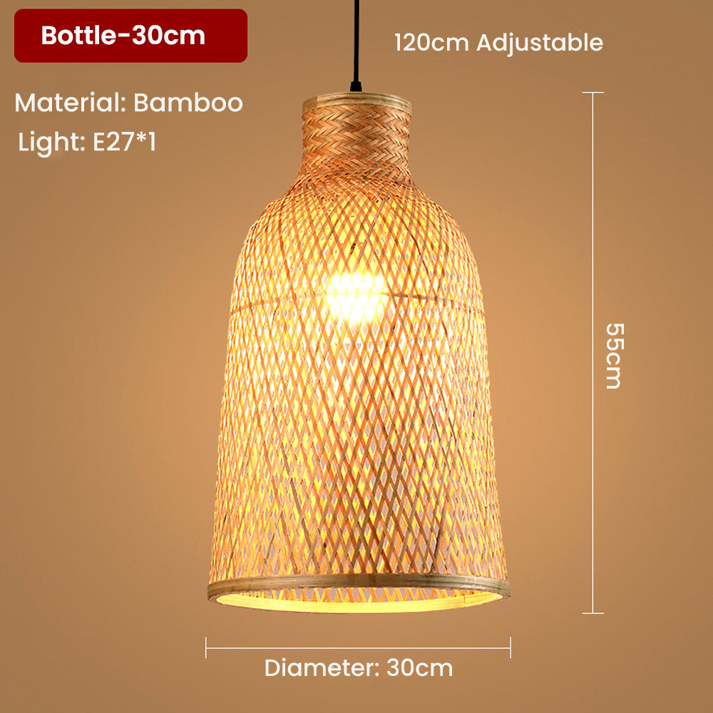 Handwoven Bamboo Pendant Light Chandelier, Chinese Style Basket Lamp Shade