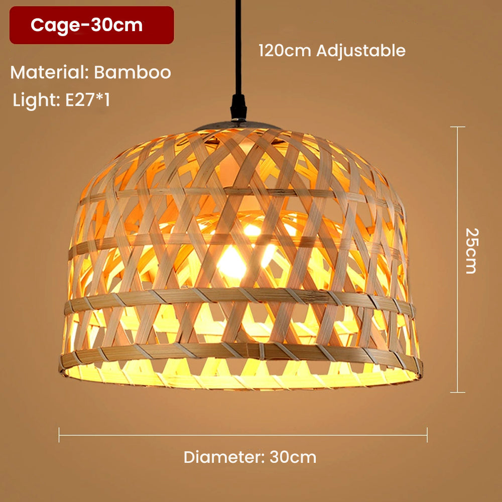 Handwoven Bamboo Pendant Light Chandelier, Chinese Style Basket Lamp Shade