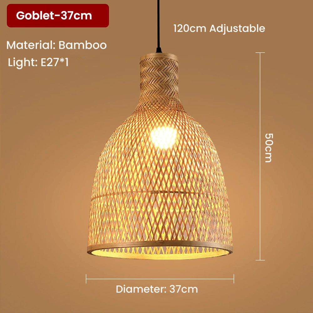 Handwoven Bamboo Pendant Light Chandelier, Chinese Style Basket Lamp Shade