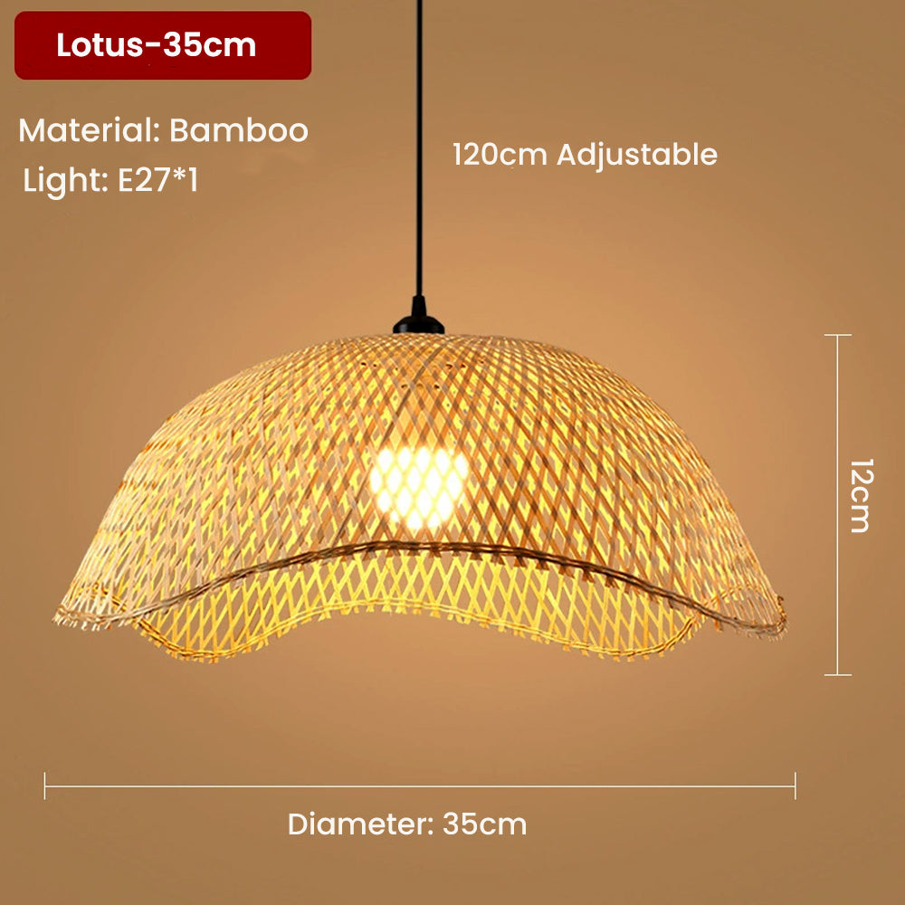 Handwoven Bamboo Pendant Light Chandelier, Chinese Style Basket Lamp Shade