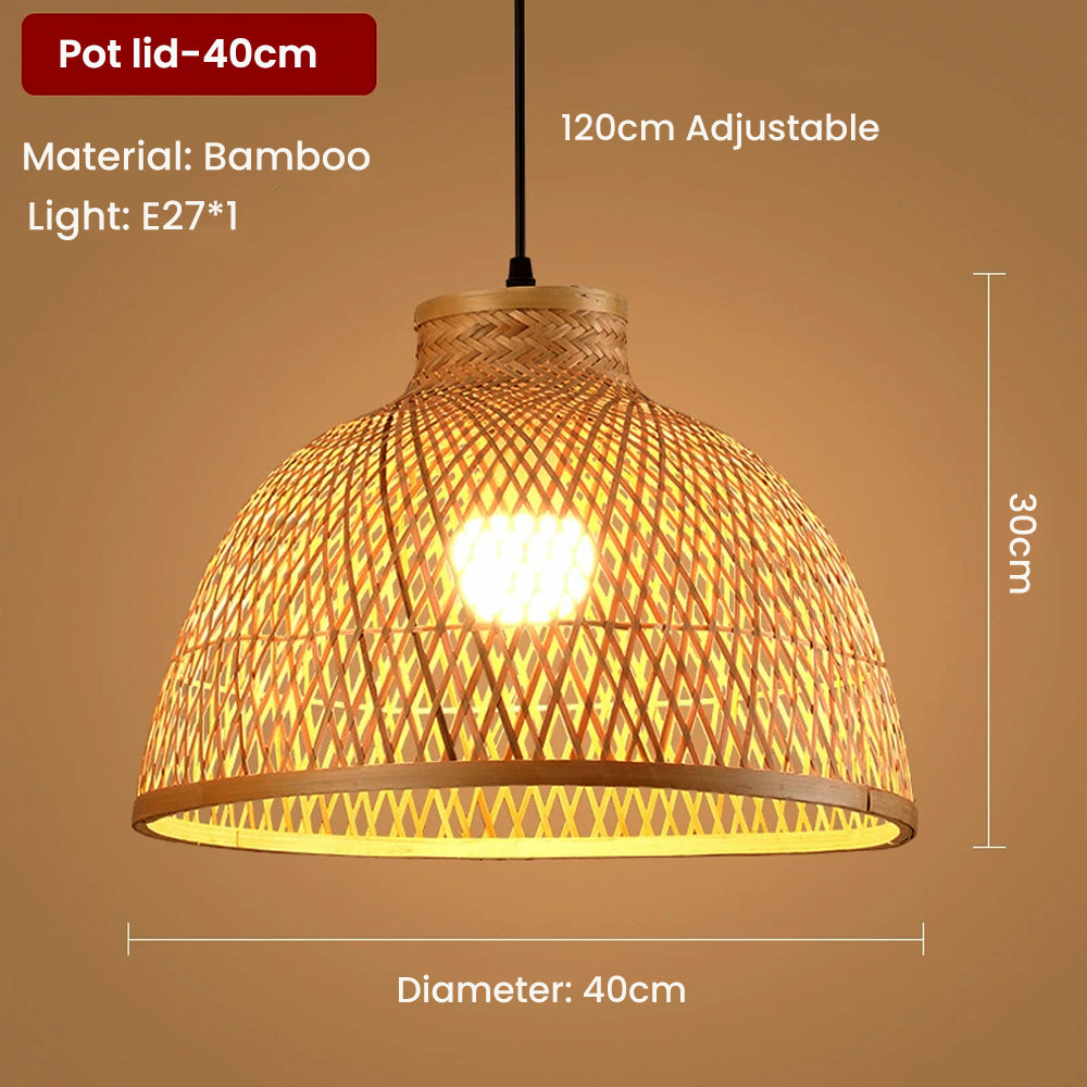 Handwoven Bamboo Pendant Light Chandelier, Chinese Style Basket Lamp Shade